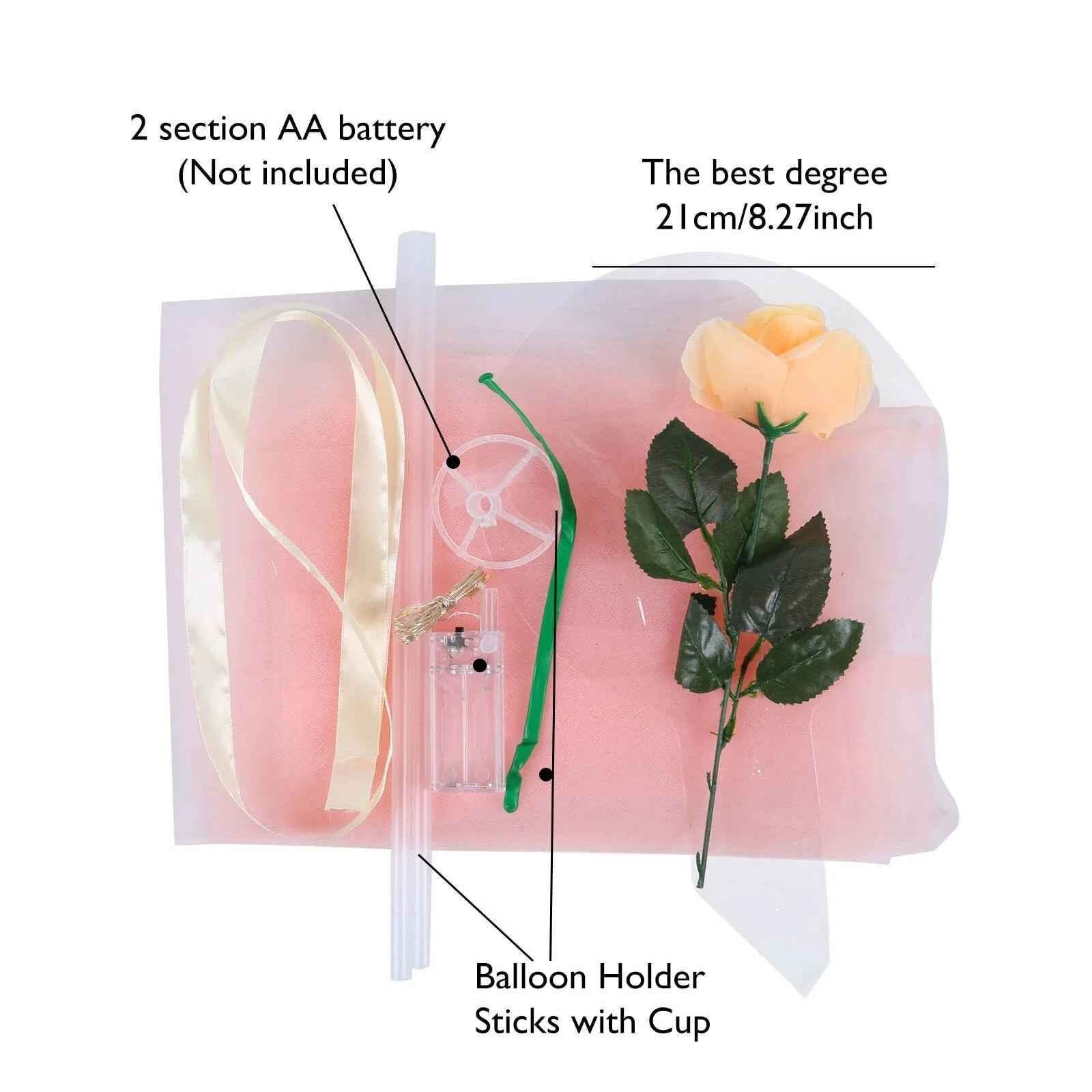LED Rose Balloon Bouquet Luminous Bobo Ball Valentine Birthday Gift DIY Kit - Image 6