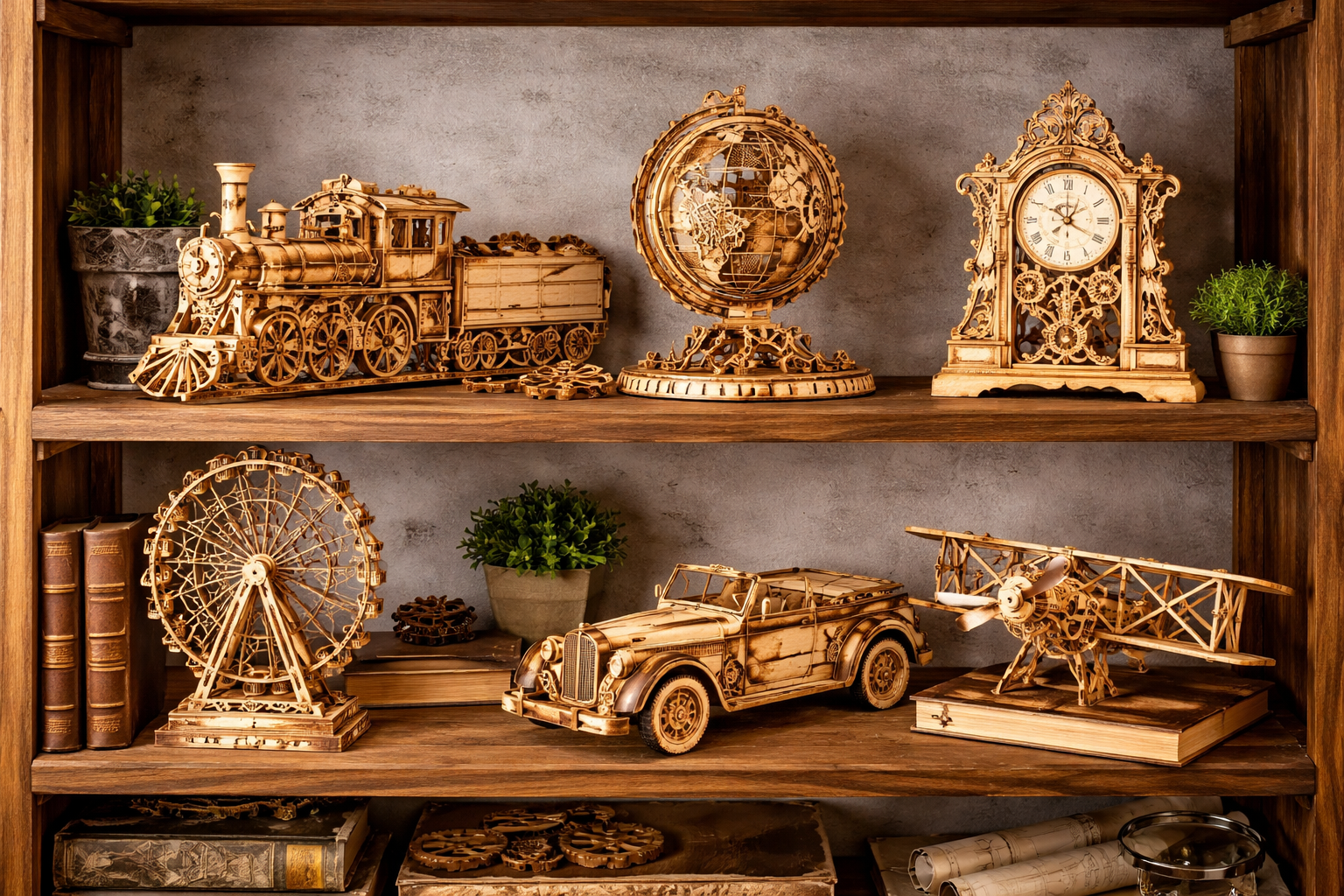 3D Wooden Vintage Car Puzzle – DIY Assembly Model Kit - Image 5