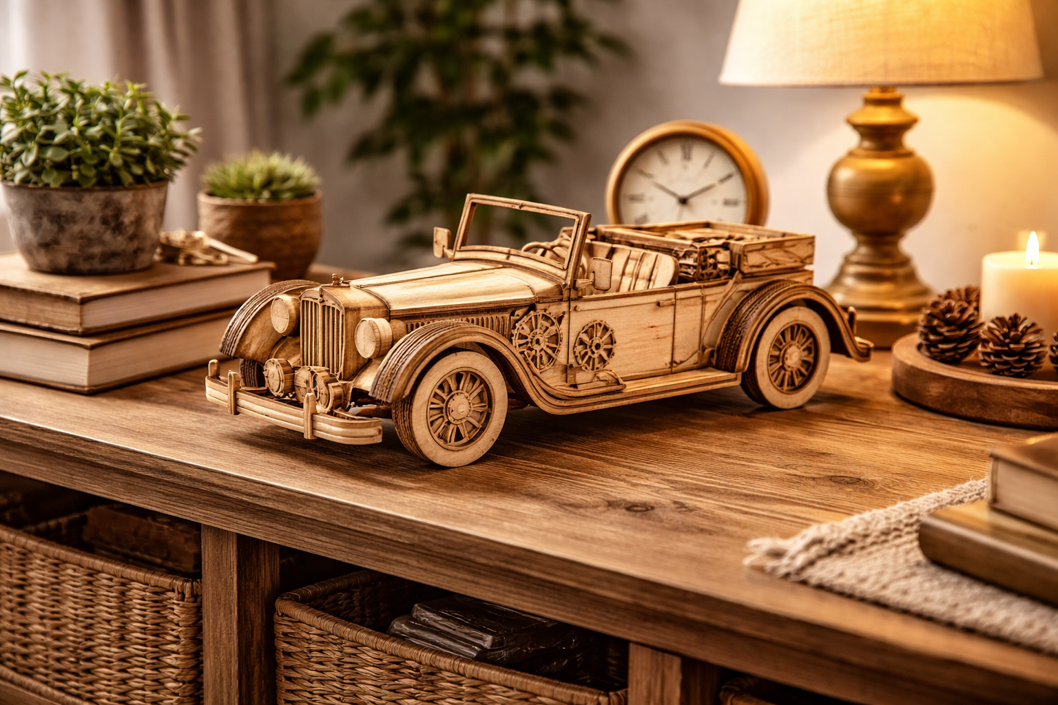 3D Wooden Vintage Car Puzzle – DIY Assembly Model Kit - Image 4