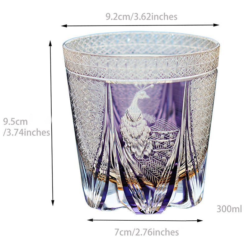 Edo Kiriko Handcrafted Peacock Motif Whisky Glass - Image 15