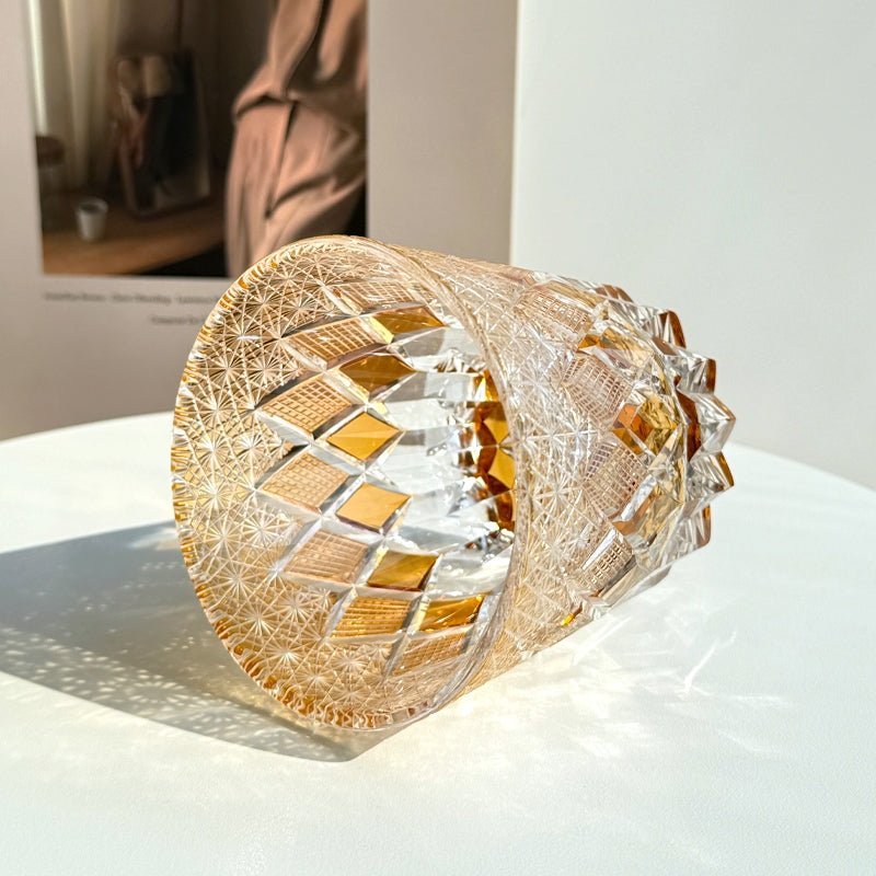 Edo Kiriko Handcrafted Yellow Fluorite Crystal Whisky Glass - Image 4