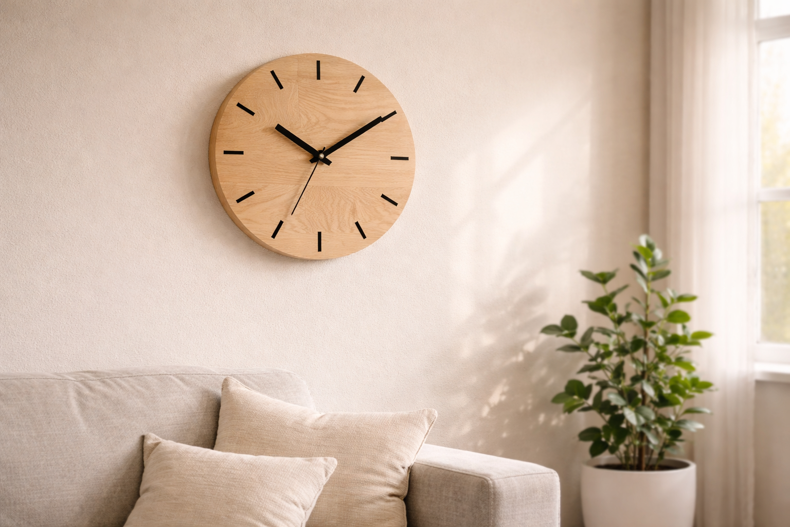 Minimalist Wooden Wall Clock – Natural Wood Texture Silent Clock - Image 4